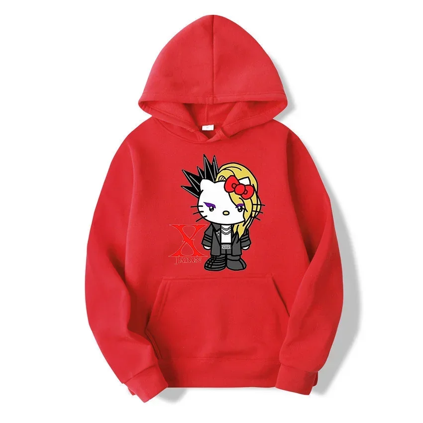 Printed Male Sweatshirts Sanrio Yoshi Kitty Pattern Kawaii Cartoon Trendy Comfortable Men Hoodies Autumn Winter Casual Clothes