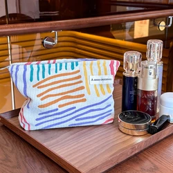 1/2pcs,Corduroy Women Cosmetic Bag Large Capacity Makeup Storage Bag Travel Portable Organizer Zipper Wash Bag