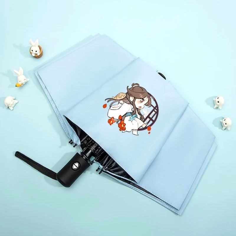 

Благословение небожителей,Синий фиолетовый, TI Guan Ci Fu, официальные благословения небес, ветрозащитное аниме, анти-УФ-излучение, автоматический компактный зонт от дождя для женщин и мужчин