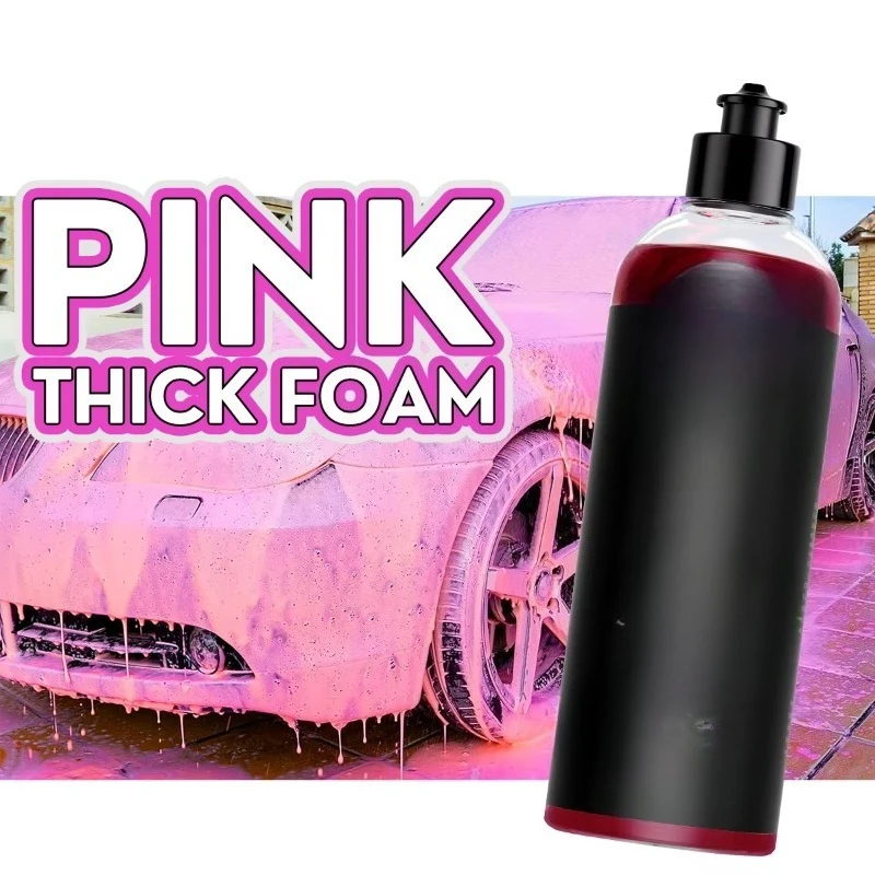 Touchless Alkaline Pre Wash Snow Foam Pink Car Wash Shampoo, Strawberry Scent, Scratch-Free Cleaning
