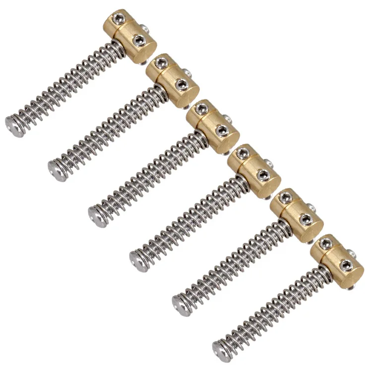 6 String Electric Guitar Bridge Brass Saddles, Tailpiece String Saddles with String Retainer Blocks, Guitar Bridge Parts