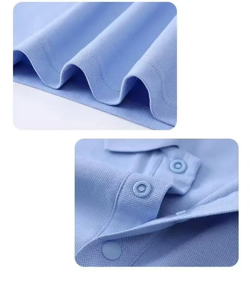 High-quality Polo Shirt, Soft and Breathable, Made of Ice Silk, Cotton 200g, Anti-wrinkle, Pure Color, Collarless, Short-sleeved