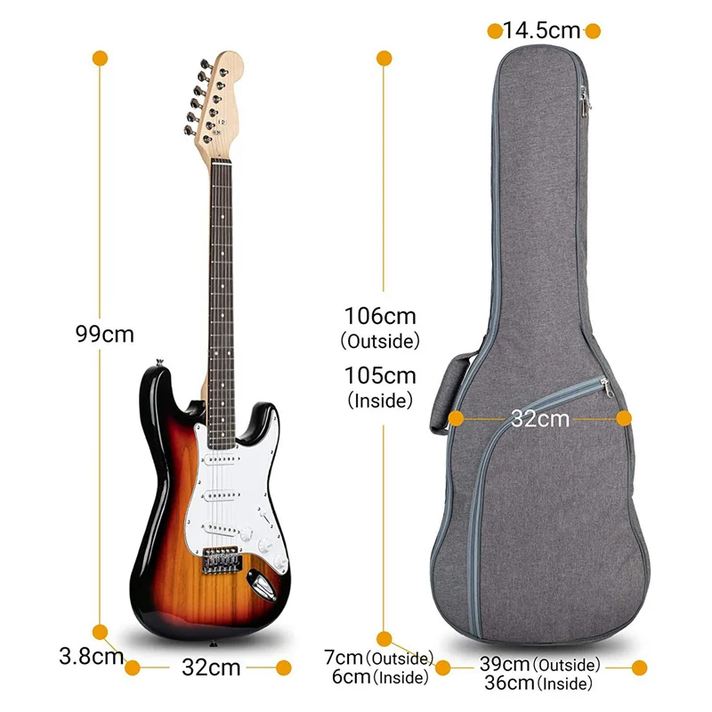 ABLB-2X Electric Guitar Gig Bag 12MM Padding Dual Adjustable Shoulder For Electric Guitar Bass Guitar Classical Guitar More