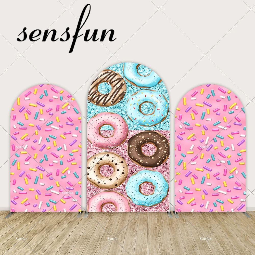 Pink Candy Theme Arch Backdrop Cover for Girls Baby Shower Donuts Birthday Party Background Chiara Wall Banner