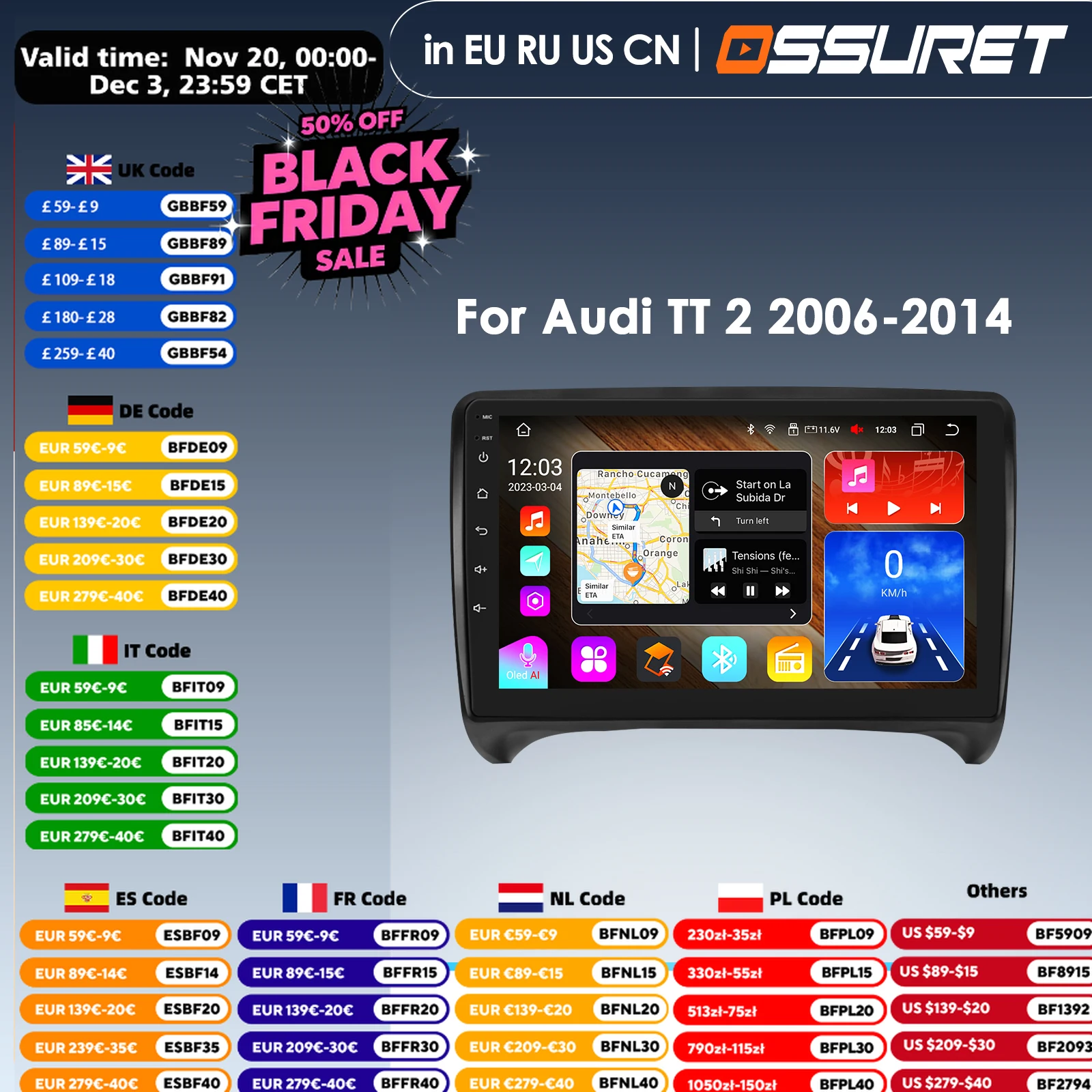 

Авторадио 2 Din Android 14 Автомобильный радиоприемник GPS для Audi TT MK2 8J 2006-2014 2Din Auto Audio Стерео навигация с экраном Мультимедиа