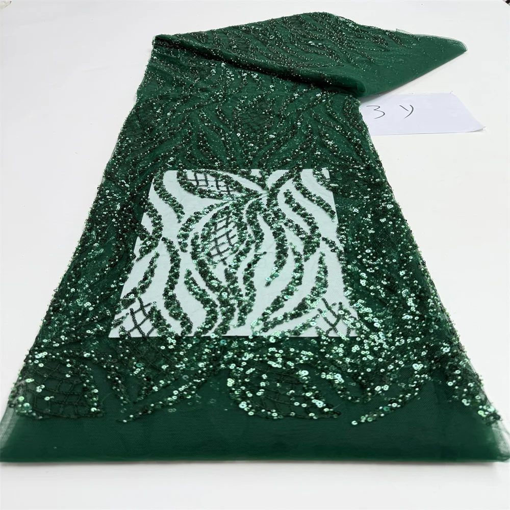 قماش دانتيل تول مطرز أفريقي 2026 جودة عالية ترتر نيجيري فرنسي مطرز دانتيل للحفلات خياطة 3 ياردات #5