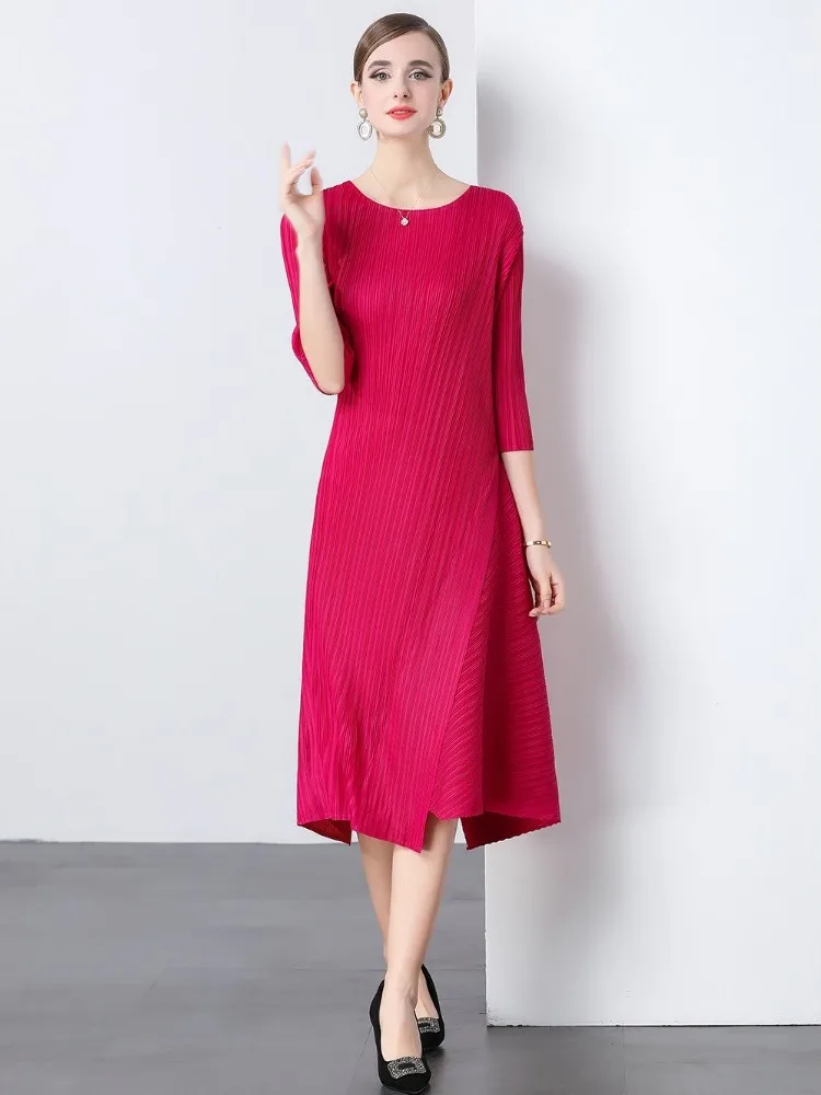 Francês sle cintura elástica saia plissada dr bainha irregular alta elástica cor pura camada base outono novo design dr