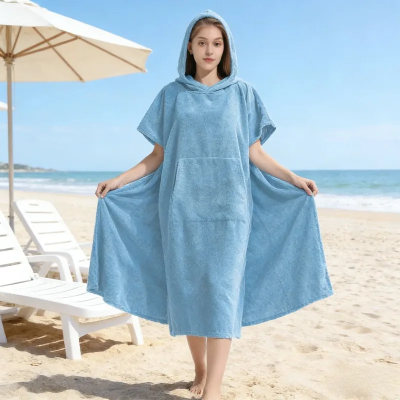 

Quick Dry Microfiber Hooded Towel Poncho for Beach Surfing Swimming Changing Robe