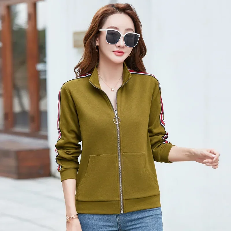 2025 Autumn and Winter New Semi-turtleneck Zipper Long-sleeved Tops Jackets for Women Clothing Loose Pocket Casual Sweater