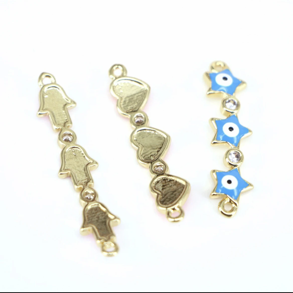 

50pcs Enamel Star Evil Eye Charm Heart Eye Connector Hamsa Hand Beads DIY Jewelry Making Accessories