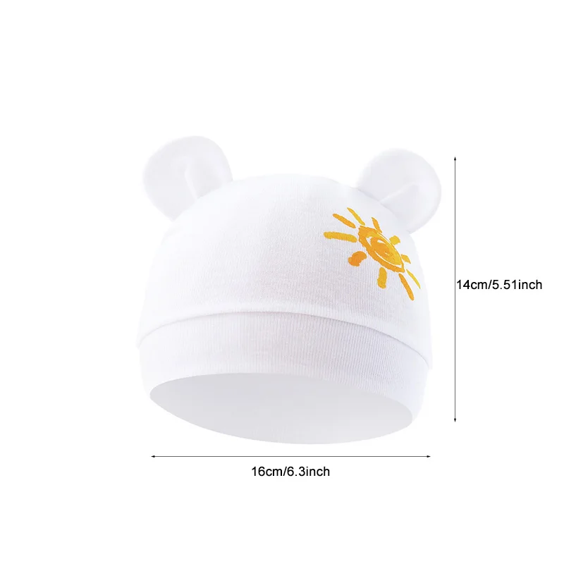 Шапка для новорожденных от 0 до 3 месяцев для мальчиков и девочек, хлопковая детская шапочка с милыми медвежьими ушками, всесезонный чепчик, подарок для детского душа, 3 шт./компл.