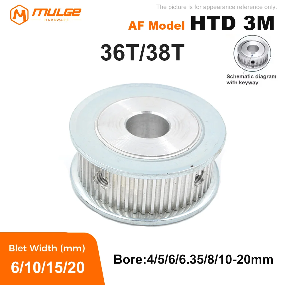 

HTD3M Timing Pulley 36Teeth /38Teeth AF Type Bore 4mm-20mm For Width 6/10/15/20mm HTD 3M belt pulley 36T 38T