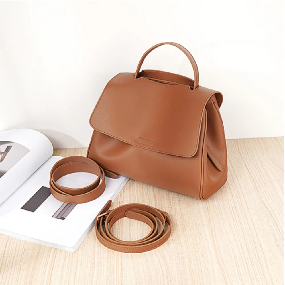 

Moda Large Capacity Soft Leather Vintage Women Handbags All-match Dermis Flip Bag Magnetic Shoulder Casual Office Underarm Bags