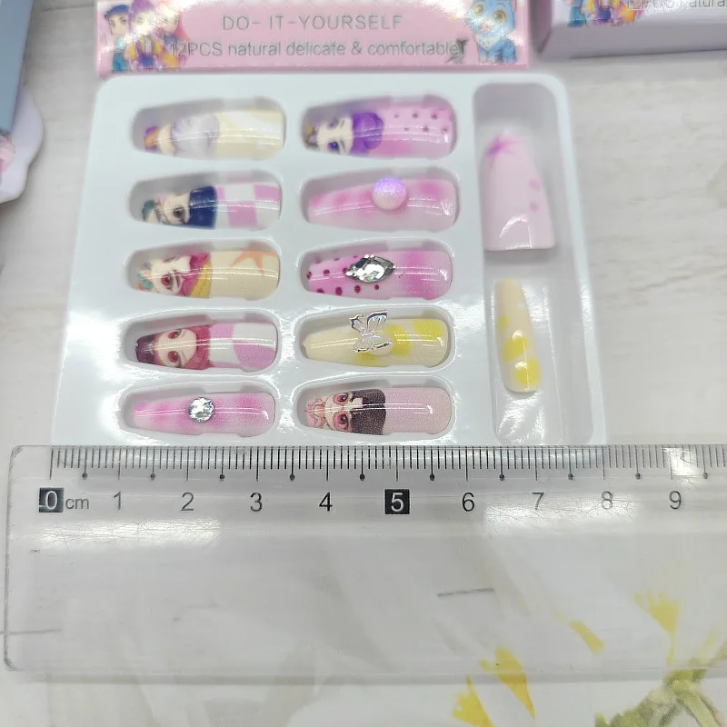 Girl Group Boutique Cartoon DIY Full Cover Wearable Nail Hot Kids Short Nail Stickers Toys Art Patches kids Birthday Gifts Toys view 6