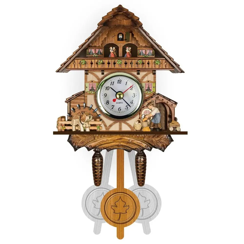 

Creative Forest Tower Wood Pendulum Vintage Clocks Silent Vintage Wood Wall Clock 3D Chiming Wooden 3D Chiming Clock Wall Decor