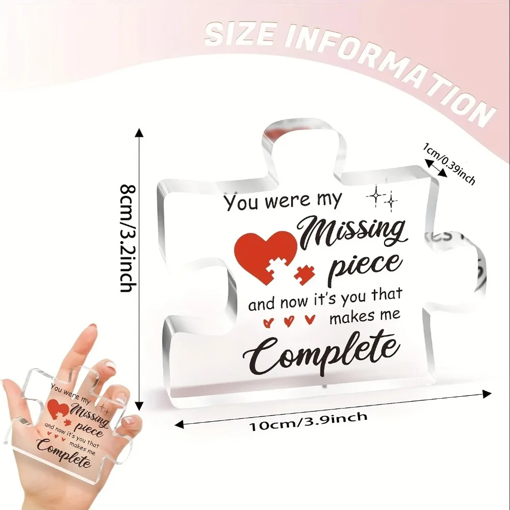 CIFBUY Puzzle Shaped Acrylic Plaque Personalized Couple Gift for Her Him Boyfriend Birthday Home Decor Wall Art Creative Keepsak