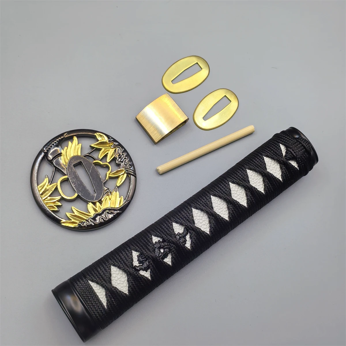 20cm Handle Tsuka For Japan Samurai Katana/Wakizashi Sword Accessory Set Tsuba Habaki Seppa Fittings