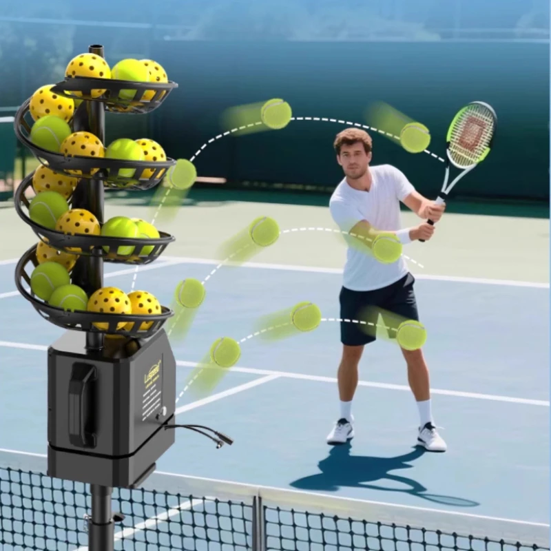 Mesin Pelontar Bola Tenis Otomatis Portabel, Alat Latihan Tenis, Mesin Pengantar Bola untuk Olahraga Luar Ruangan