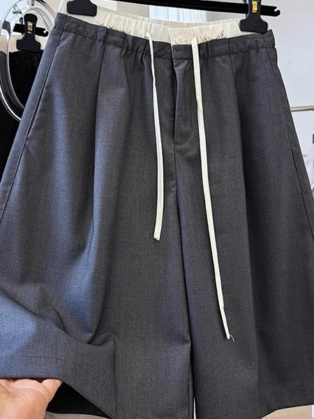 

Большие размеры 300, повседневные брюки с эластичной резинкой на талии, мужские и женские осенние свободные широкие брюки с пятью частями, прямые брюки с высокой талией