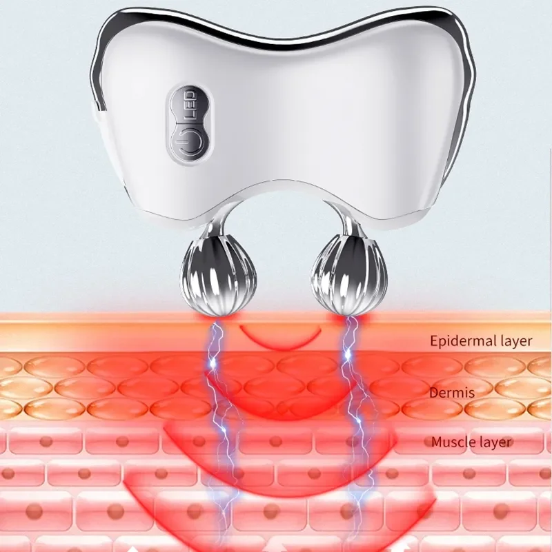 บอร์ด Guasha แขวนหน้างาม 2 360 °   ลูกกลิ้งหมุน Chin Lift นวดจําลอง Ems Roller Massager สําหรับการดูแลส่วนบุคคล