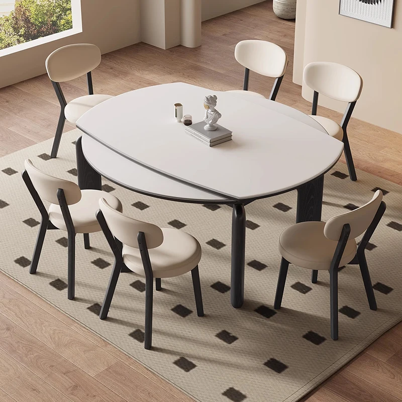 

Cheap Design Round Dining Tables White Legs High Wooden Luxury Dining Tables Modern Space Saving Mesas De Jantar Home Furniture