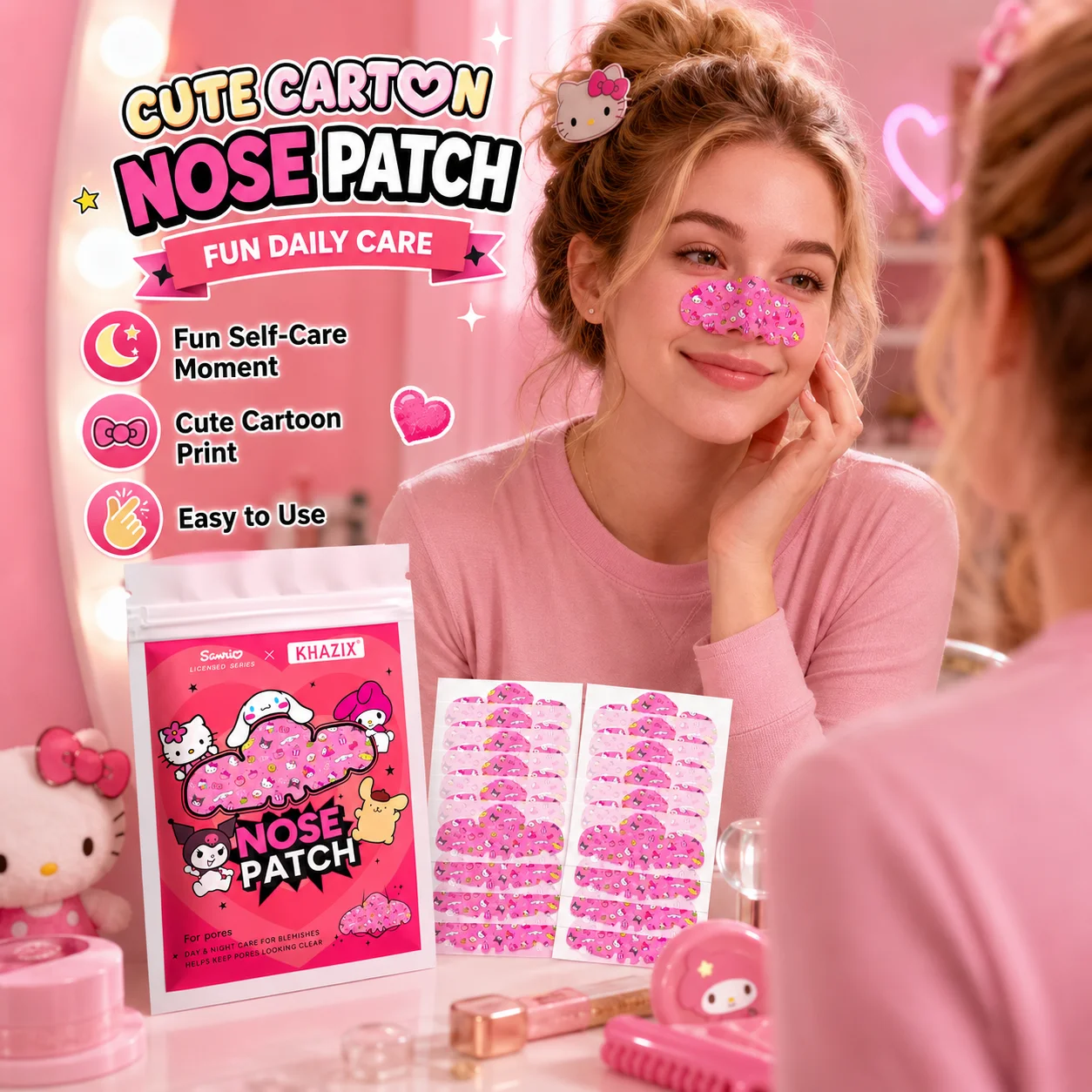 Nose Pore Cleansing Strips, Soft Fit Peel-Off Nose Patches for Daily Facial Skin Care