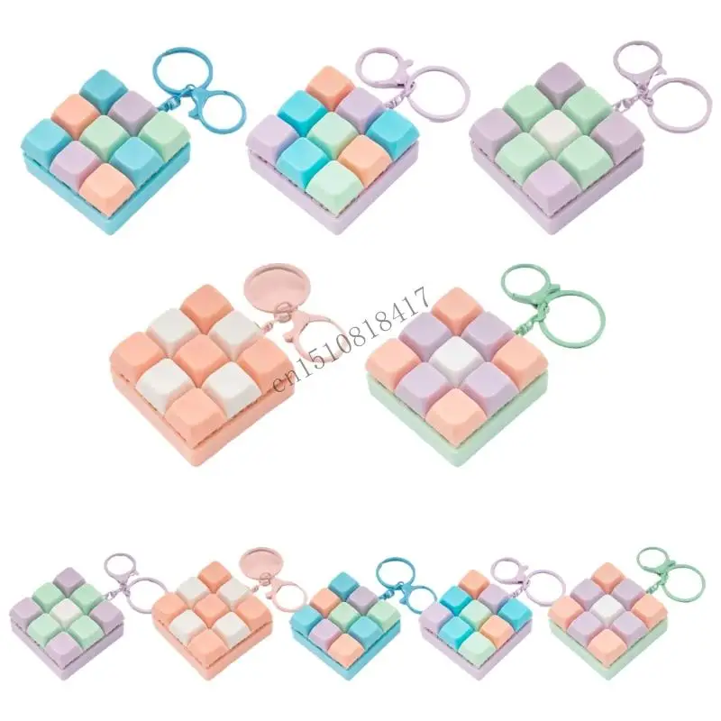 

517B Портативная клавиатура-кликер-брелок для снятия стресса, игрушка с 9 съемными ключами, реконфигурируемая игрушка для и
