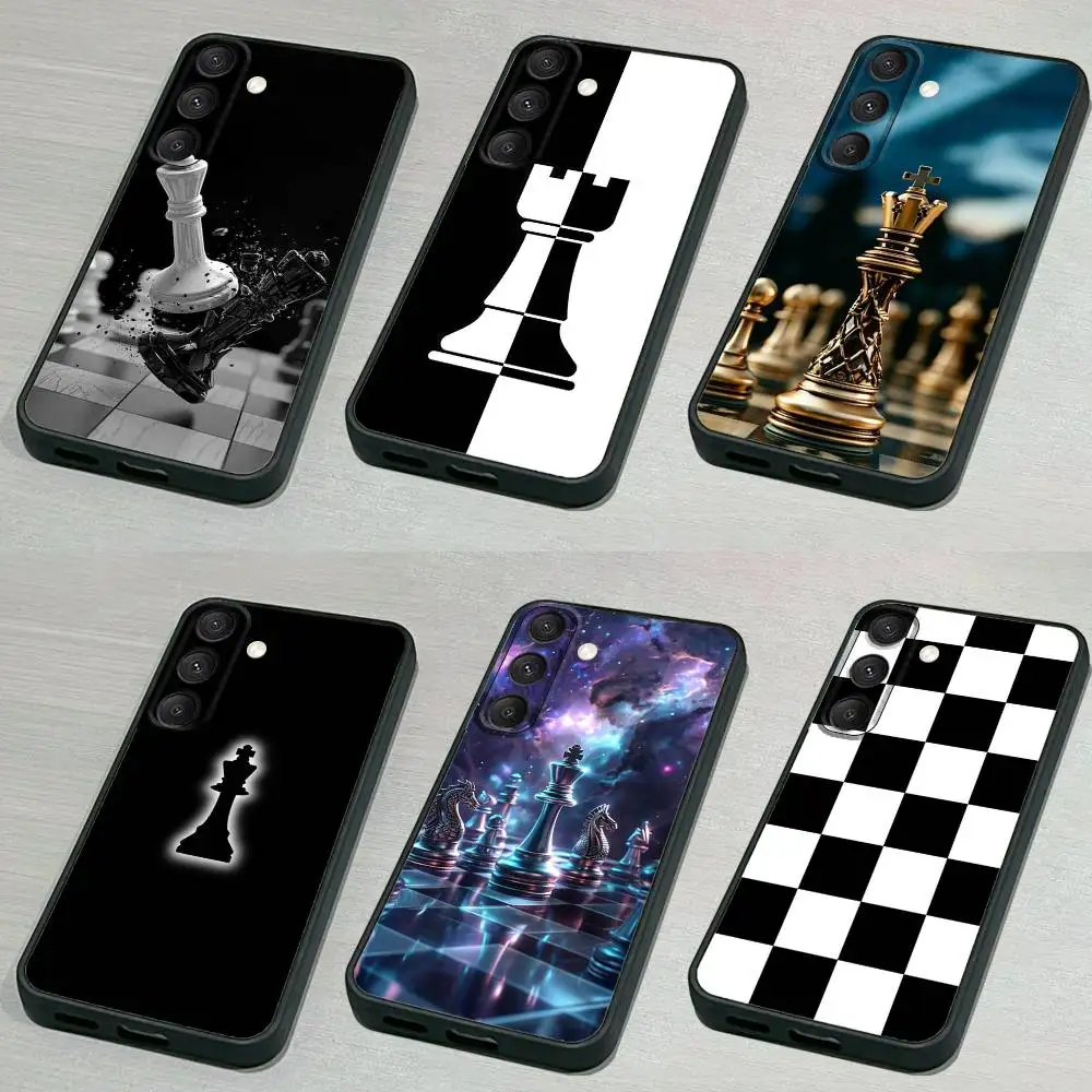 

C-Chess Board-ES Phone Case For Samsung S 25,24,23,22,30,21,10,9,Ultra,Plus,Lite,FE,4,5G Black Soft Case