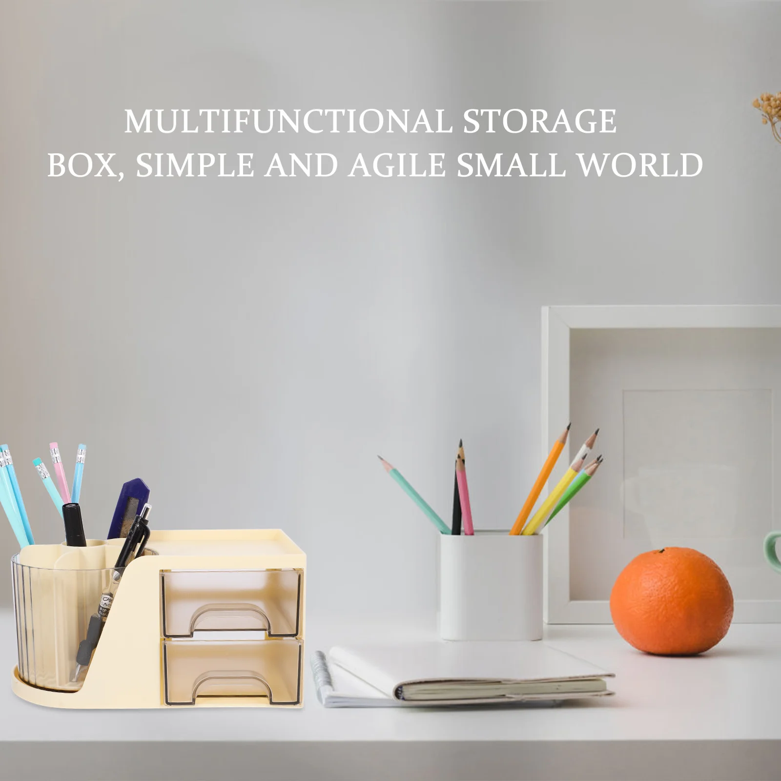 

Multi-Functional Rotating Pen Holder Office Storage Box Compartment Organizer Elegance Design Classified Storage Bathroom