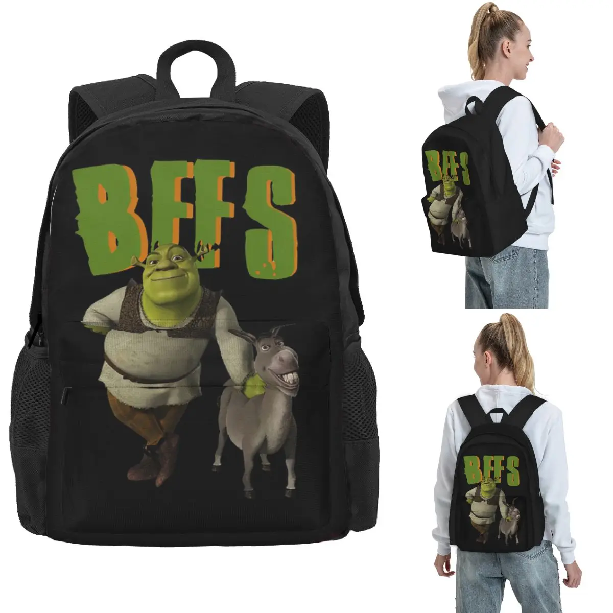 Girl's Shrek Donkey And Shrek Best Friends Backpack Hot Sale Daypack Kids BookBag School Bag Shoulder Bags for Men Women