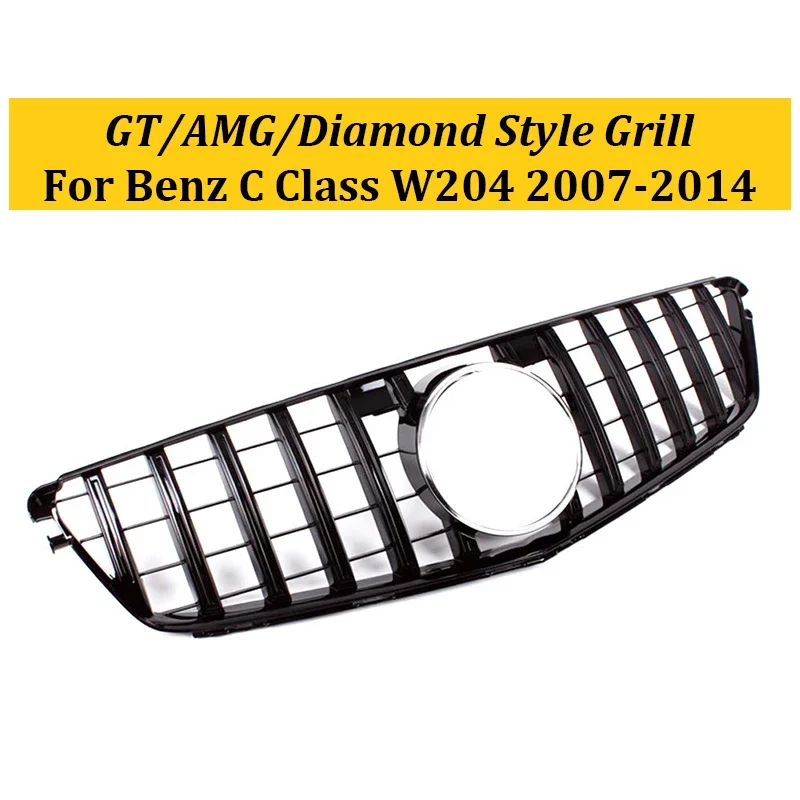 

Racing Front Center Grille Bumper Grill For Mercedes Benz C Class W204 C180 C200 C300 C350 2007-2014 Car Auto Accessories