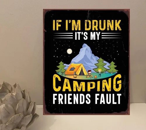 1x Camping Friend Quote Metal Plaque Sign Gift House Novelty (mt259) --Tin Sign