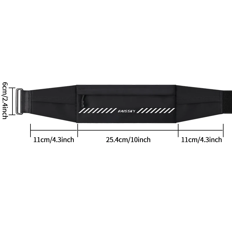 HAISSKY Zipper Waistband Running Bags Men Women Outdoor Sport Reflective Elastic Belt Waist Pack Pouch For iPhone Samsung Xiaomi