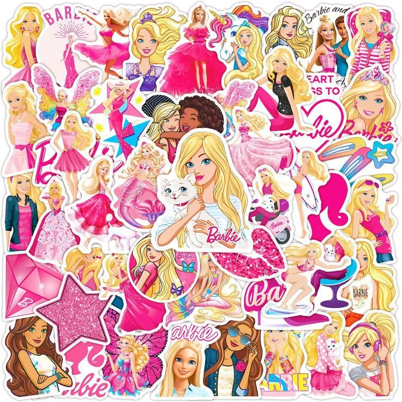 50pcs Barbie Anime Stickers Suitcase Water Cup Stationery Mobile Phone Car Scooter Laptop Refrigerator Decorative Stickers