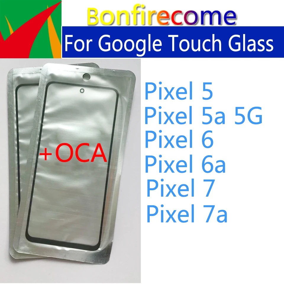 10Pcs\Lot Outer Screen For Google Pixel 5 6 6a 7 7a 5a 5G Touch Screen Front Glass Panel LCD Lens With OCA Glue