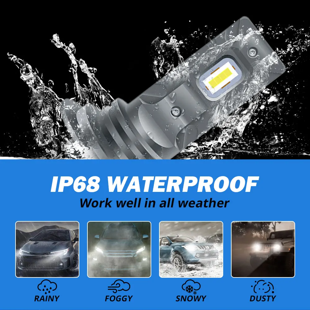 (NORGOS) 2Pcs H7 LED H7 Headlight Bulb Fanless Mini LED Bulbs Light Head Lamp for Ford Focus MK3 MK2 MK4 Kuga Focus 3 BMW