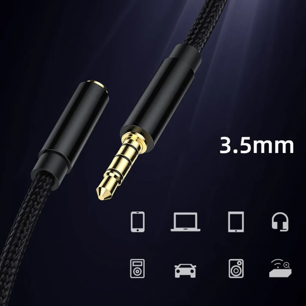 3.5mm Jack AUX Audio Cable For PC Headphones Male to Female HiFi AUX Extension Cable Speaker Extender Cord