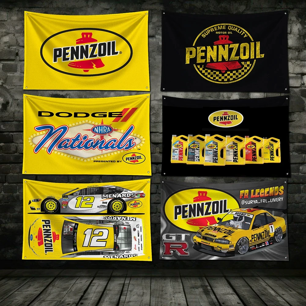 3x5 Ft P-Pennzoil Motor Oils Rovers  Racing  Flag Polyester Printed Cars Flags for Room Garage Decor