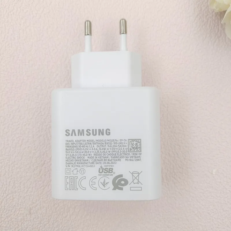 Original SAMSUNG A56 F56 45W Charger EU USB Fast Charge Power Adapter For  Galaxy S25 Edge F56 M56 A36 A26 C55 M55S F55 S24 FE - náhled 2