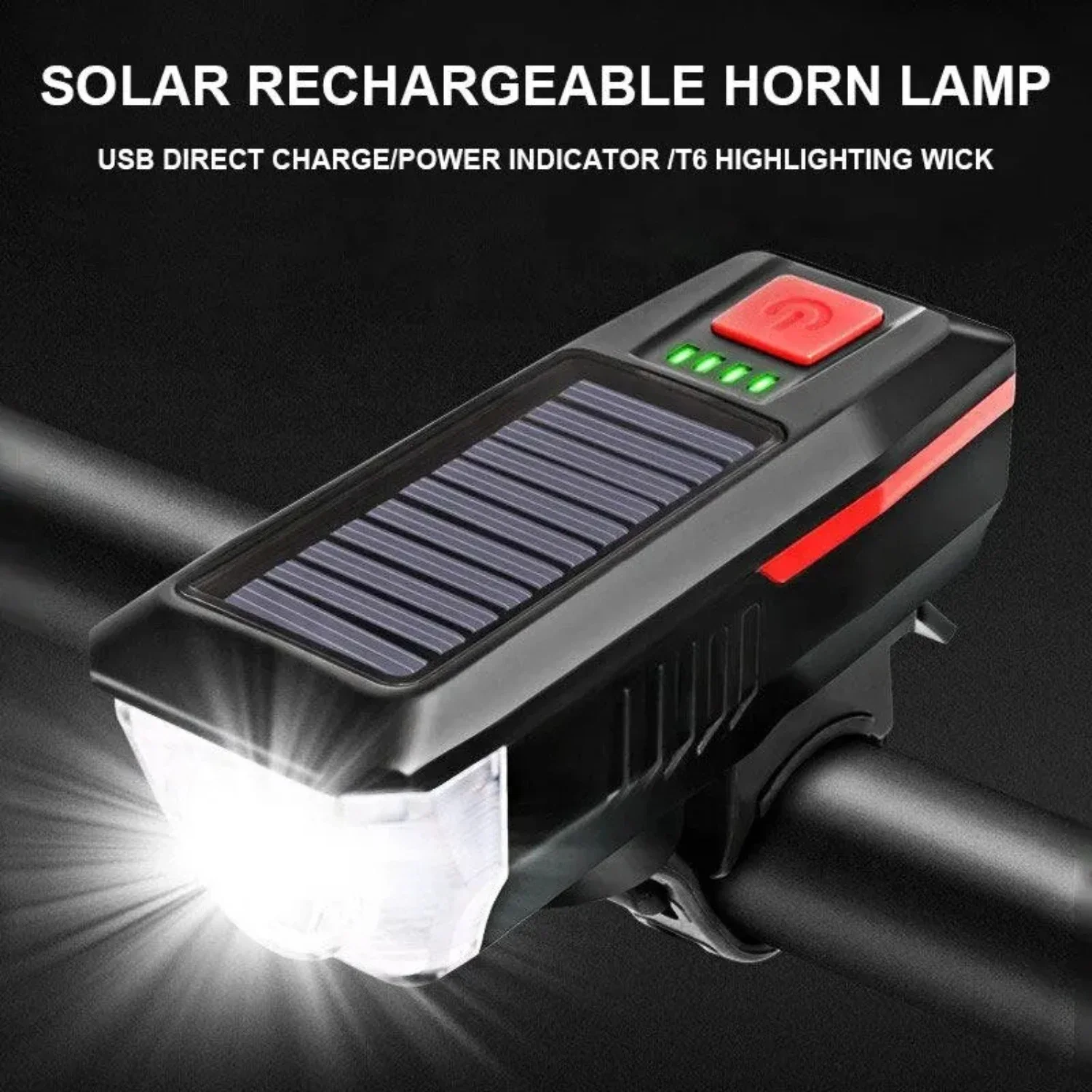 Solar Bicycle Light USB Rechargeable Power Display MTB Mountain Road Bike Front Lamp with  Flashlight Bicycle Light