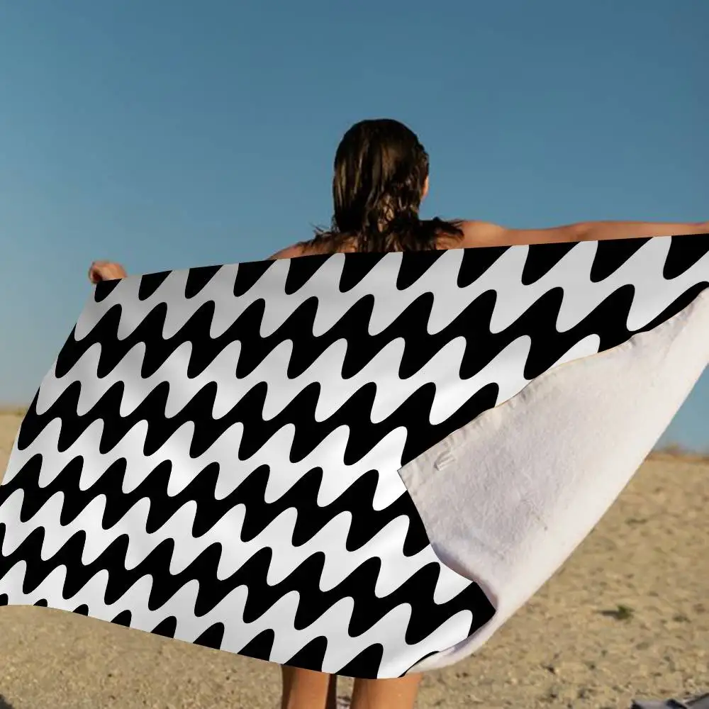 Wavy Pattern Modern Geometric Anime Beach Swimming Towel Soft Absorbent Washcloth Children's Gifts for Kids Travel Camping Gym