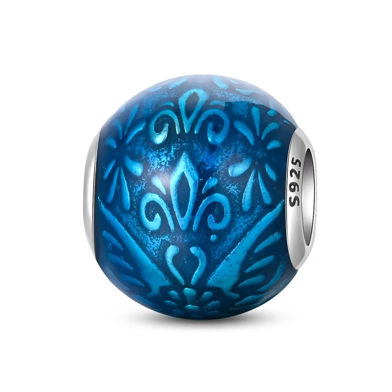 Hot Sales 925 Sterling Silver Blue Butterfly Retro Printed Charm Beads Fit Original Bracelet DIY Women Fine Party Jewelry Gifts