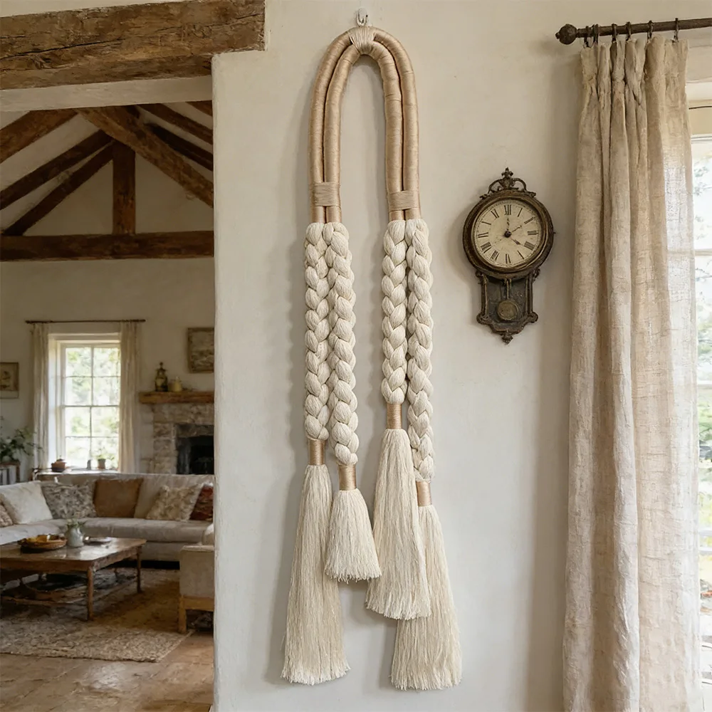 tt& OEM Luxury Wabi-Sabi Oversized U Shaped Braided Decor Statement Macrame Wall Art for Minimalist & Neutral Homes~*
