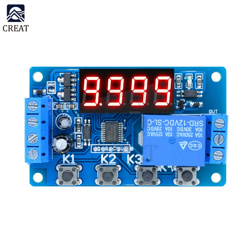 DC 12V Timer Delay Relay Digital LED Display Programmable Multi-Function Trigger Time Circuit Control Cycle Switch PLC Module