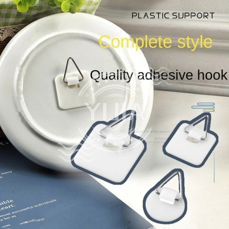 10PCS Invisible Adhesive Plate Hanger Vertical Plate Holders Dish Hooks for Pictures Wall Art Decor Supplies Home Accessories