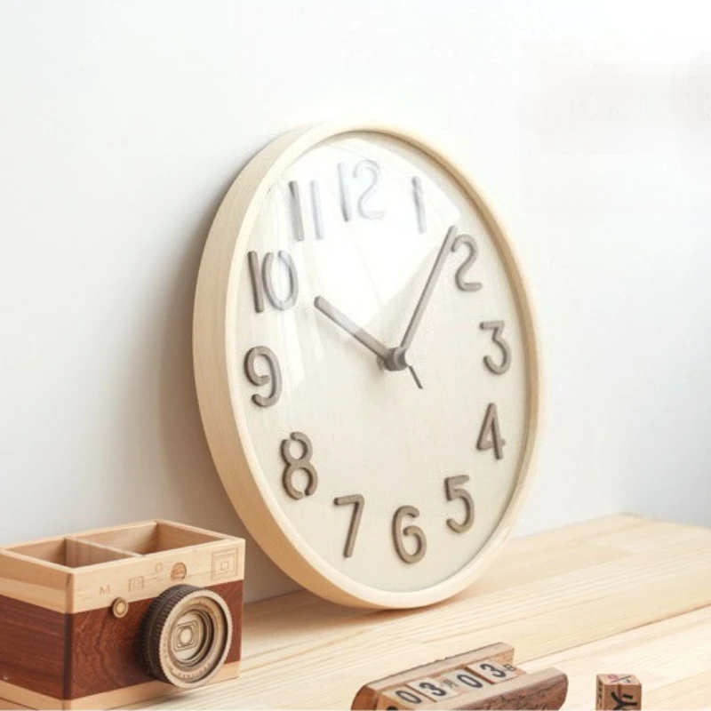 

Бесшумные настенные часы из цельного дерева, украшение на стену спальни, орнамент, часы, креативные круглые бесшумные часы, украшение, роскошные предметы