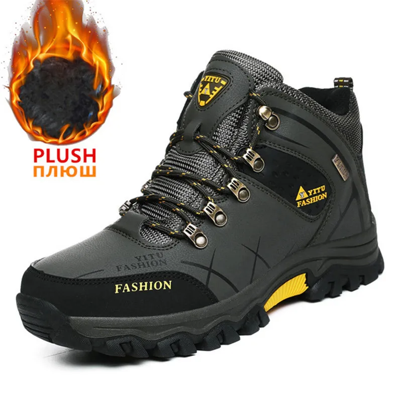Botas de invierno impermeables de senderismo de cuero para hombre - imagen 2