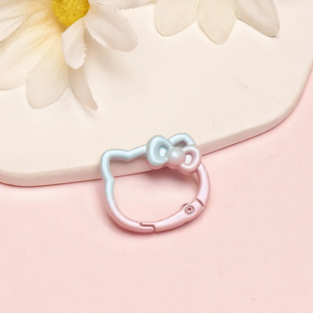 Kawaii Sanrio Hello Kitty градиент цвета пружинная пряжка открытое кольцо KT Cat Bow пружинное кольцо брелок DIY аксессуары сумка брелок