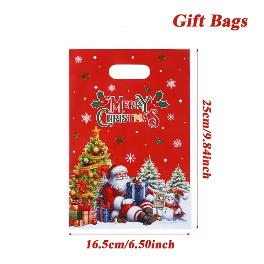 10/25/50pcs Merry Christmas Candy Gift Bags Christmas Decorations for Home 2025 Navidad New Year 2026 Xmas Gifts Packaging Bags