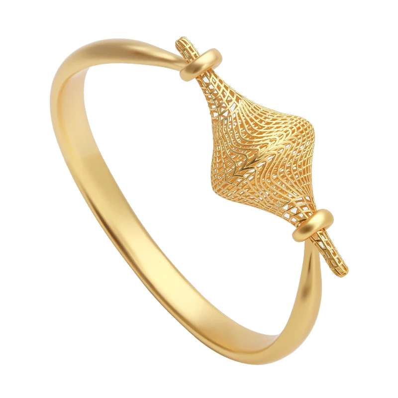 IVOG Retro Hollow Mesh Gourd Bangle For Women Fashion Bold Statement Rotatable Bracelet Minimalist Jewelry